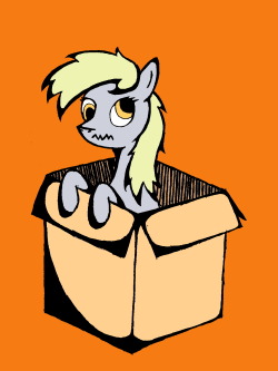 zn0y:  Derpy in a box :3 drawn by hand, inked,