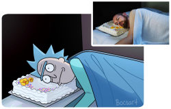 Bocsart:  My New Hobby Is Redrawing Weird Stock Photos With Rick And Morty Characters…