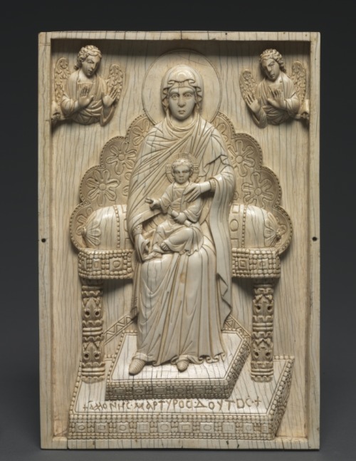 cma-medieval-art: Ivory Plaque with Enthroned Mother of God (“The Stroganoff Ivory”), 950, Cleveland