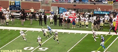 vanillacts:  I think this was the best play of the day, Amazing catch and run by Golden Tate. Burning New Orleans’ defense to pull the Lions back into the game. NO 23-24 DET F