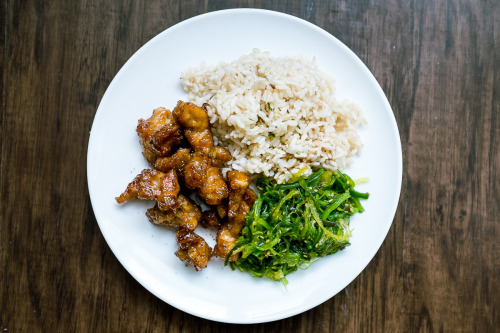 Orange Chicken, Seaweed Salad, and Brown Rice July 16, 2014 7:14PM