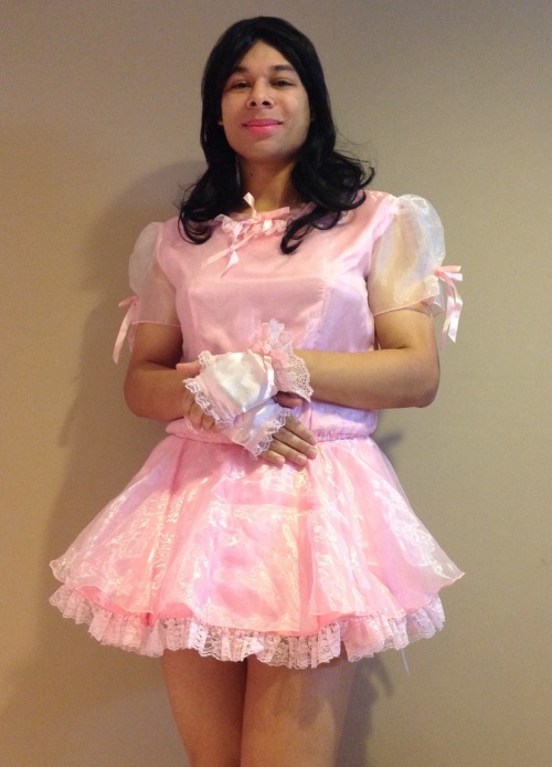 My pretty pink dress, my pretty pink gloves, and my pretty pink panties holding my itty bitty clitty