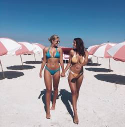 You can stand under my umbrella ella ella eh 💕⛱👯 #tashanddev (new @mondayswimwear coming soon) by devinbrugman