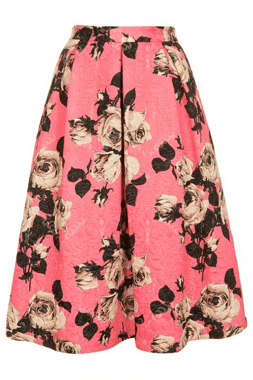 floral-floral-floral:Rose Texture Midi SkirtShop for more like this on Wantering!