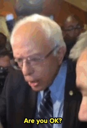 didishy: micdotcom:  Watch: Bernie Sanders, what a mensch.   please protect him at all cost presidency will absolutely take its toll on him but he’s prepared to give it up to genuinely help other people protect this cinamon roll 
