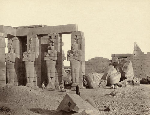 egypt-museum:Fallen Colossus from the Ramesseum, ThebesView of the Mortuary Temple of Ramesses II, t