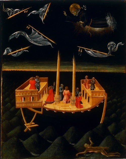 saint nicholas of tolentino saving a shipwreck   giovanni di paolo   1457