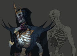 pirate-cashoo: I’ve been in the mood to draw skeletons lately so I developed my lich  dude’s design a bit more. His name is Vroscaz, he’s dtf and loves lace  