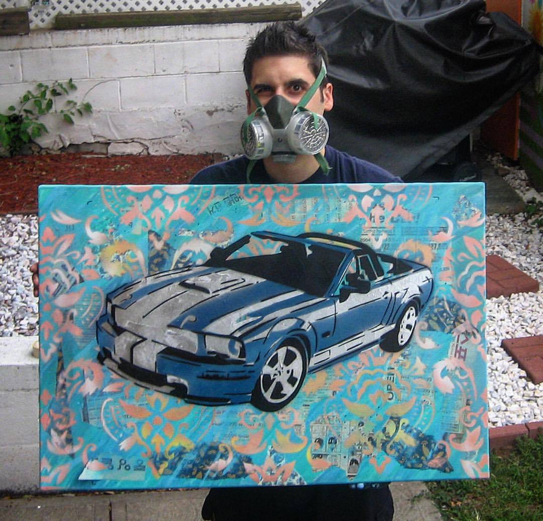 #TBT Commissioned Canvas from 2008. #papermonster #crazyeyes #stencil #stencils #streetart #stencilart #stencilgraffiti #graffiti #graffitiart #urbanart #pattern #car #canvas #sketch #draw #drawing #drawings #mustang #mural #art #artist #commission...