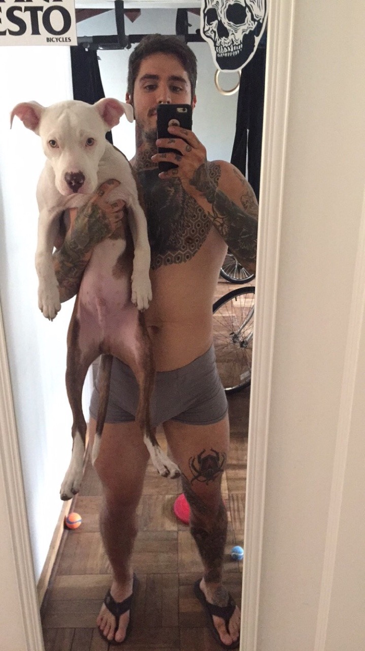 barbellsandspinach:  Ready for shower time! He actually likes em i swear it, he just