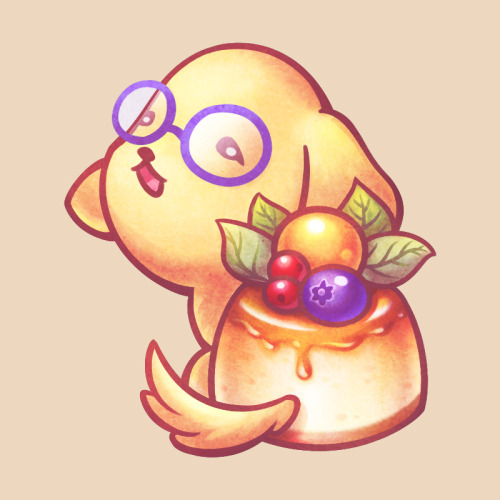 Golden retriever flan cake! No time to make this one animated TvT He’s a studious little dog so I ga