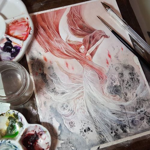 shadowscapes-stephlaw: Study for a larger piece I have in mind. #dancer #red #dream #graceful #dance