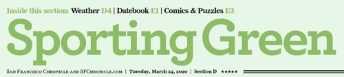 Not finding the Datebook? It may be included with the Sporting Green section today.
Please contact us at homedelivery@sfchronicle.com if you’re missing that section entirely.