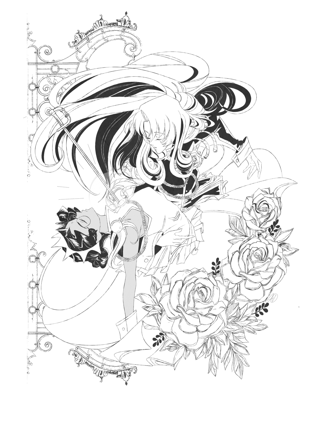 I’m working on a couple of Utena prints to sell at a con and this one’s lineart