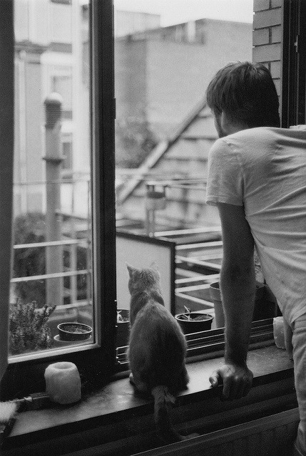 XXX A man and his cat. photo