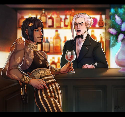 Sort of a AU where Bruno wears a cool shirt and Leone’s a bartender.