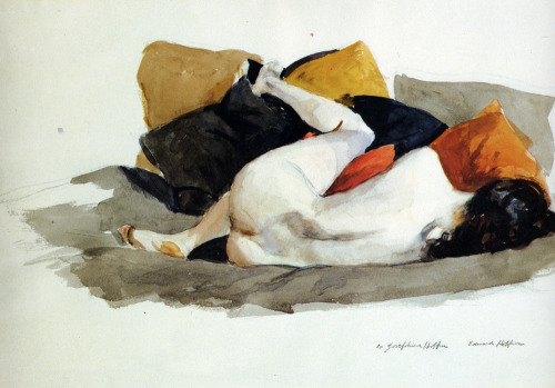tremendousandsonorouswords:Edward Hopper, Reclining Nude (watercolor)