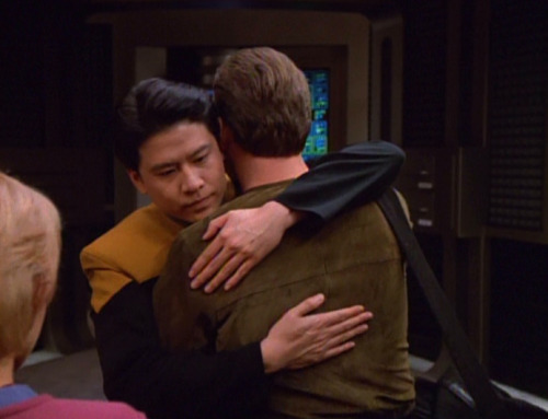 startrekhugs:Best Friend Hugs[Image: Eight hugs - Jake and Nog, Tuvok and Janeway, Miles and Julian,