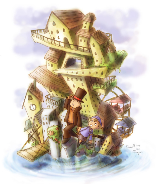 fuju-f:These are fan art of Professor Layton, I drew these several years ago.I especially like the “