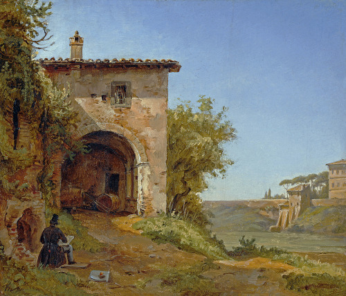 Maler in italienischer Landschaft (Vigne deVilla Albano) = Painter in an Italian Landscape (Villa Al