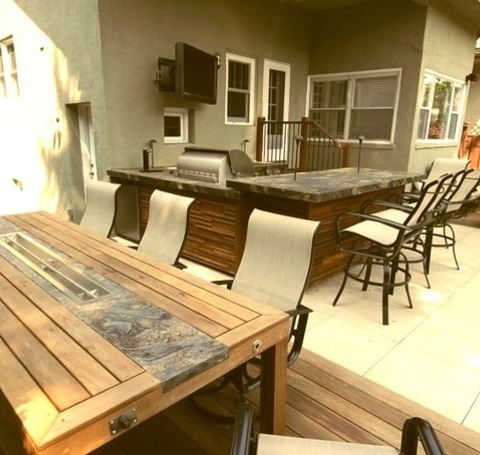 Contemporary Deck In ChicagoExample Of A Large Trendy Backyard Outdoor Kitchen Deck Design With A Pergola