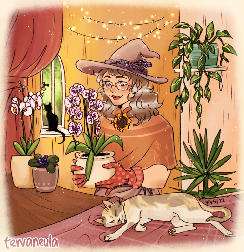 Happy Mother&rsquo;s Day!!! I drew my mum with orchids and cats because she likes orchids and cats (