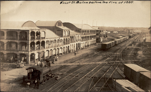 The Panama Railroad in the 1880s near Front St. in Colon. The railroad was the first transcontinenta