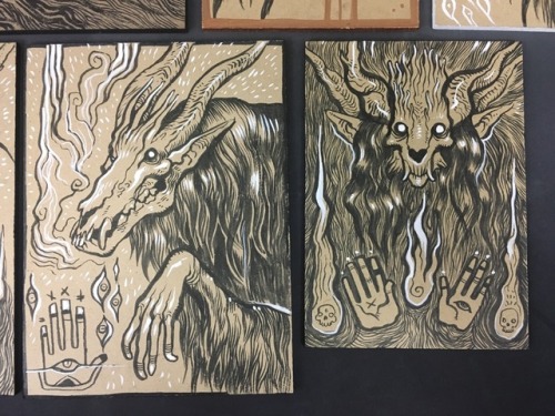 missmonstermel: Just added these original ink drawings to the shop! Brush on board, ready to hang. h