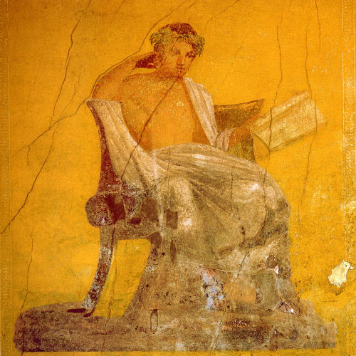 The playwright Menander.  Fresco from the House of Menander, Pompeii.