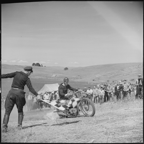 todaysdocument: “Santa Clara County, California. Motorcycle and Hill Climb Recreation. At the start of the course. The going gets even rougher and steeper further on. The crowd in the background is composed almost entirely of young fellows. At the