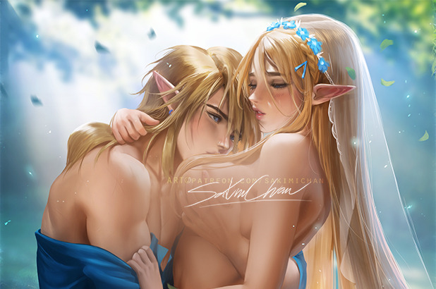 sakimichan: Link X Zelda from BOTW for this term hetero pairing&lt;3 aiming for