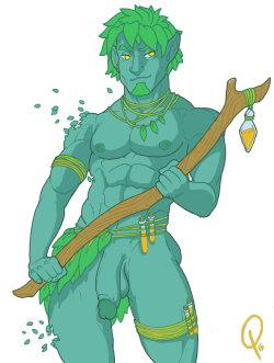 Ppmaqero:  Patreon Higgins Requested:  “Naked Muscly Greenish/Aqua Man Semi Made