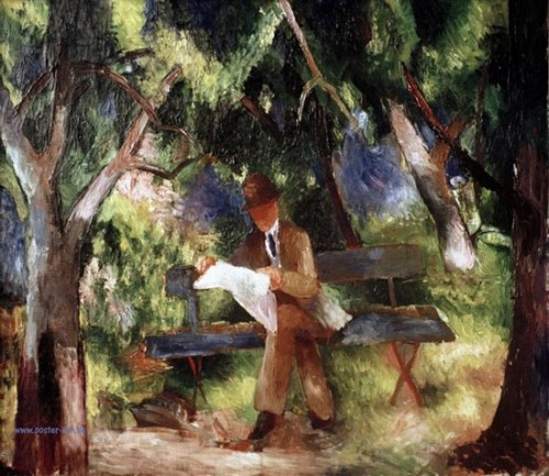 Man Reading in a Park (Lesender Mann im Park)   -   August Macke 1914