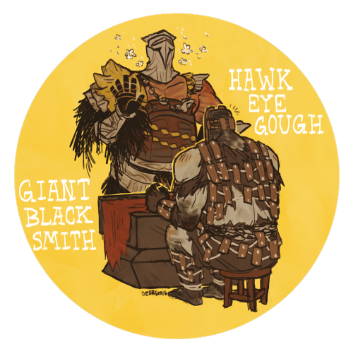 lordranandbeyond:Adorable reward sketch of Hawkeye Gough and the Giant Blacksmith for a Patreon supp