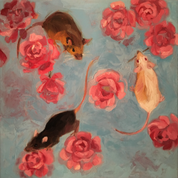 misterstevens: 3 mice (oil on canvas 12″x12″)