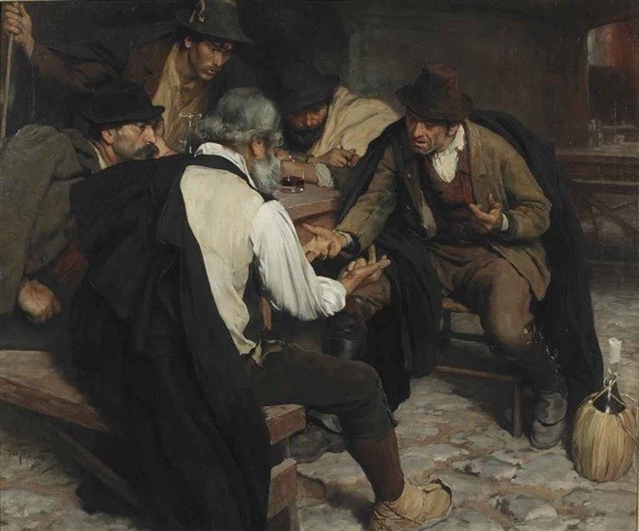 Pieter de Josselin de Jong (Dutch, 1861-1906), Italian Morra players, 1895. Oil on