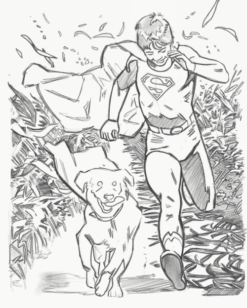 Got carried away with this #Superboy warmup… #ipadprosketch #adobesketch #boyandhisdog