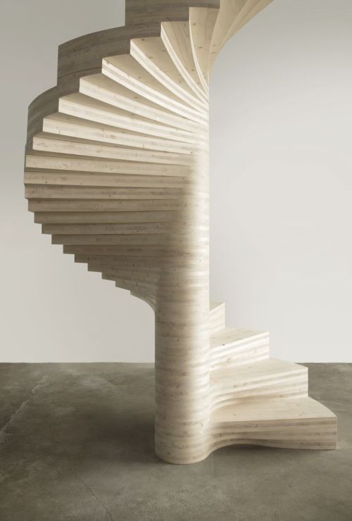thedpages: Spiral staircase built from cross-laminated timbers, which were computer milled into prec
