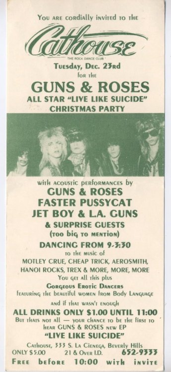 Guns n’ Roses, Faster Pussycat, JetBoy, and L.A.Guns play Riki Rachtman’s Cathouse, 1986: ALL DRINKS