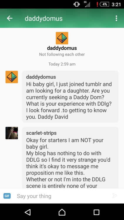 toodomforyou:  okstupid-okcupid:  40yodater:  scarlet-strips:  Okay so I wasn’t originally going to post about this but I seriously found this unacceptable by the end of it. I feel bad for any girl that has him as her daddy because he clearly has no