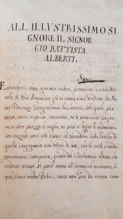 Ms. Codex 348 -Alcune novelle di Messer Giovanni BoccaccioWritten in Naples (Italy) in 1731, this ma