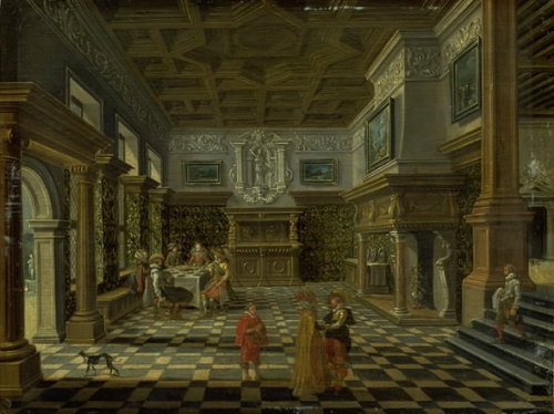 nationalgallery-dk:Sumptuous renaissance interior with a banquet, Bartholomeus van Bassen, National 