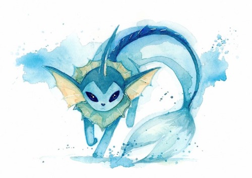 An old watercolour painting I did of Vaporeon. I’d like to do more of these.  instagram: @jamesfrede