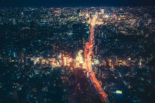 The urban sprawl of Tokyo City, Japan.