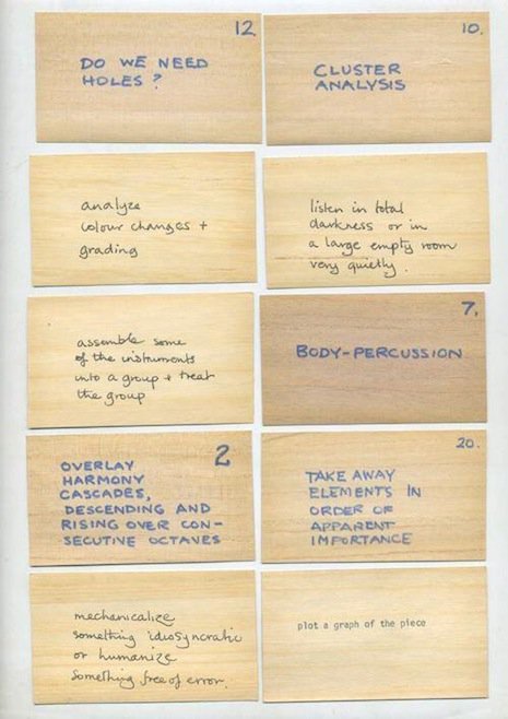 theviolentgarden:  Oblique Strategies by Brian Eno & Peter Schmidt original handwritten cards 