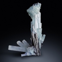 hematitehearts:  Aquamarine with SchorlLocality: Davib East Farm, Karibib District, Erongo Region, NamibiaSize: 5.7 × 3.7 × 1.7 cm