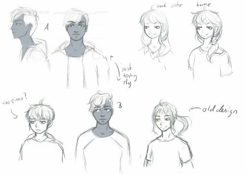 Have some of Lia’s sketchy doodles of Collin, Yurei, Derrick, and Anne.