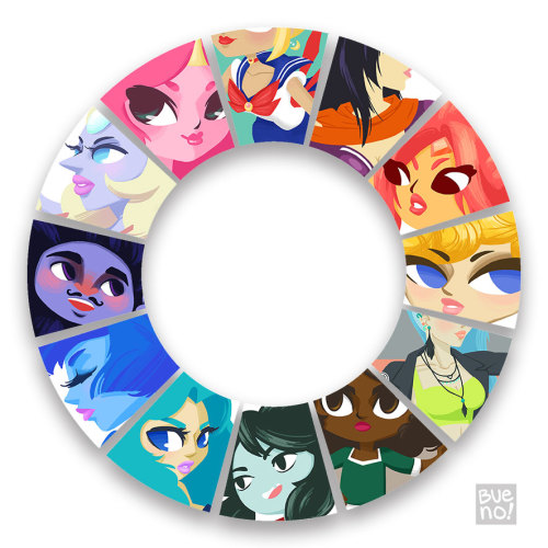 I decided to do a color wheel for my recent fan art! This was pretty fun, and it made me realize tha
