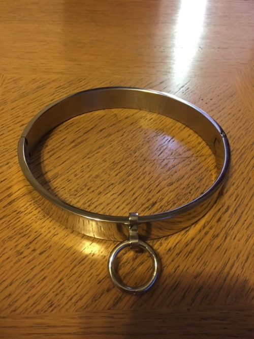 ownerofasissy: New collar for my sissy slut. She’s going to love it when i lock her to the bed for t