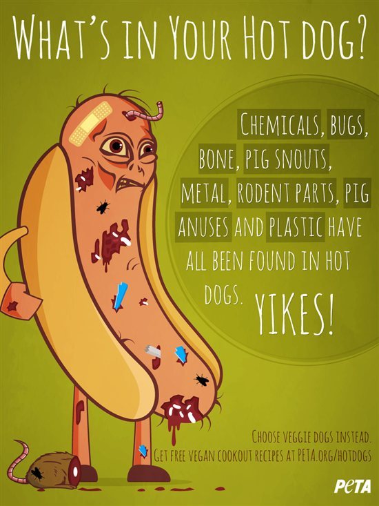 angryveganblogger:  pureveganimagination:  I found out what hot dogs were made of